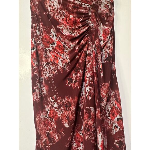 IRO Paris Alise Abstract Burgundy Print Draped Midi Skirt Size 34 Small NWT - Picture 5 of 11